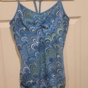 prAna yoga bra top in blues and green M